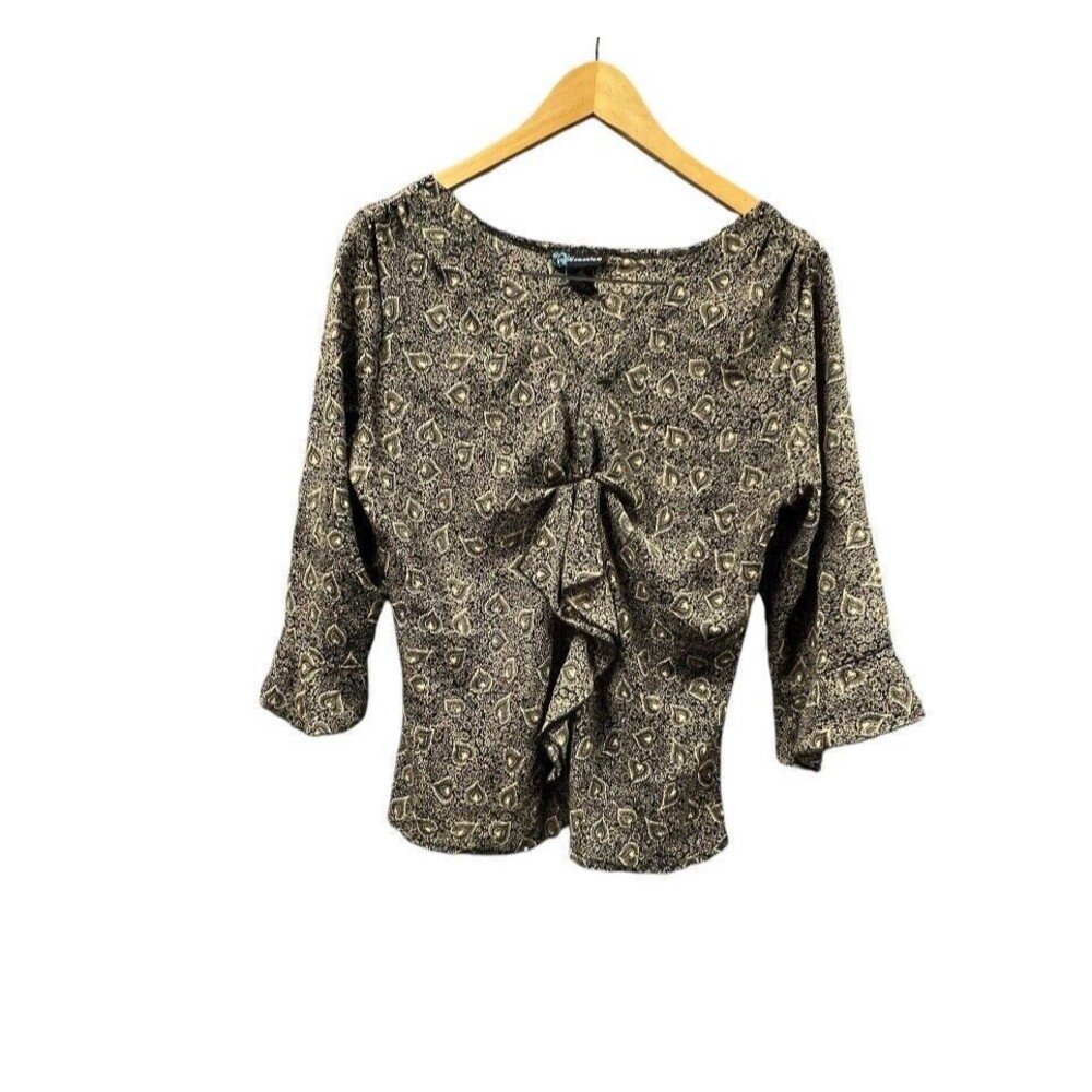 Momentum Womens Blouse Size 14‎ Floral Ruffles Dressy Preppy Polyester Top